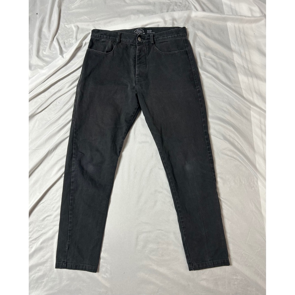 Alex Crane Cham Pants Mens 30 Washed Black Cotton Button Fly Straight Leg Jeans